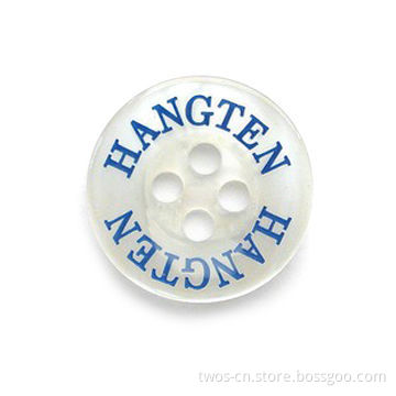 Polyester Button with White Shell Surface Finish